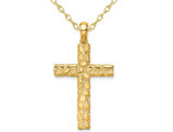 10K Yellow Gold Nugget Cross Pendant Necklace with Chain 